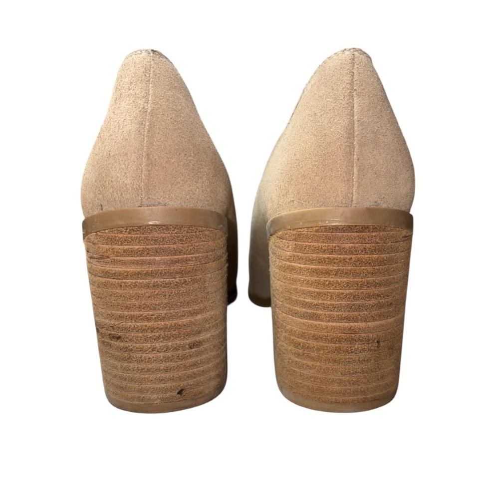 Joie Wevenly Suede Block Heel Biege/Tan Loafer Pumps Minimalist Women Size 8 - Picture 10 of 11